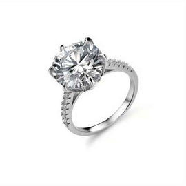 FREYA Round Cut Moissanite Ring with Side Stones